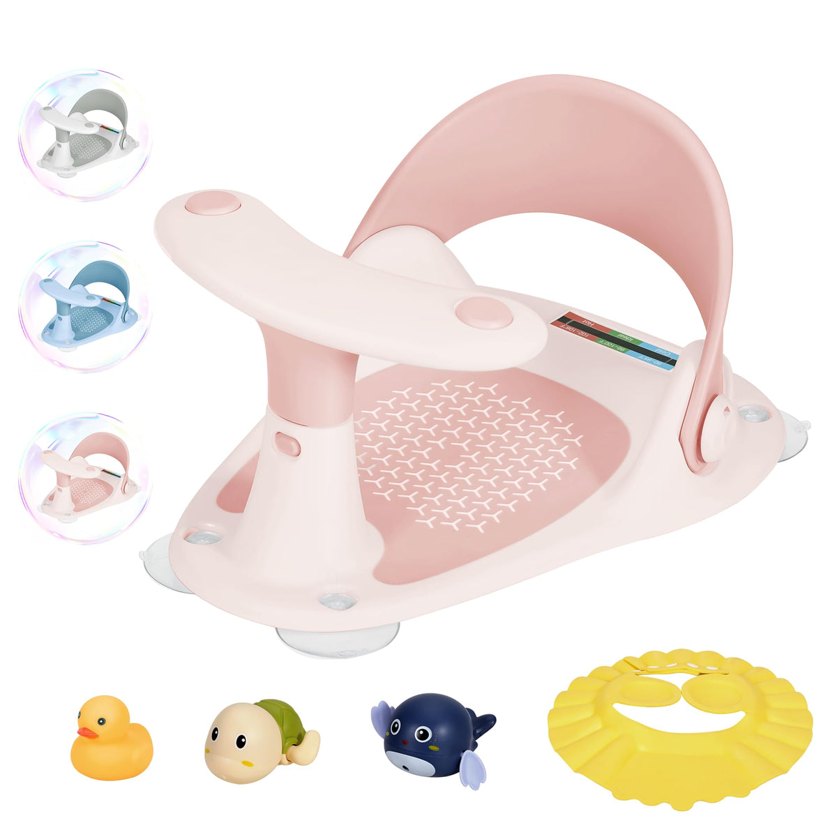 Baby Bath Seat & Bath-Time Accessory Set – Pink