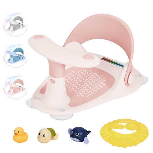 Baby Bath Seat & Bath-Time Accessory Set – Pink