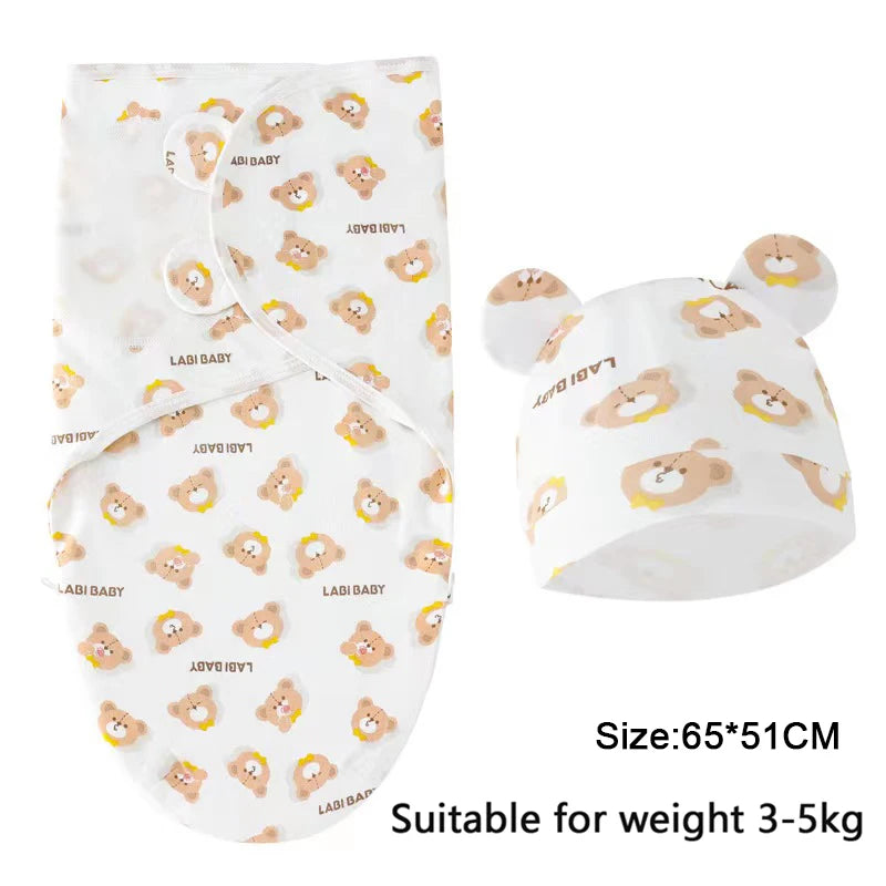 Soft Cotton Newborn Swaddle & Hat Set
