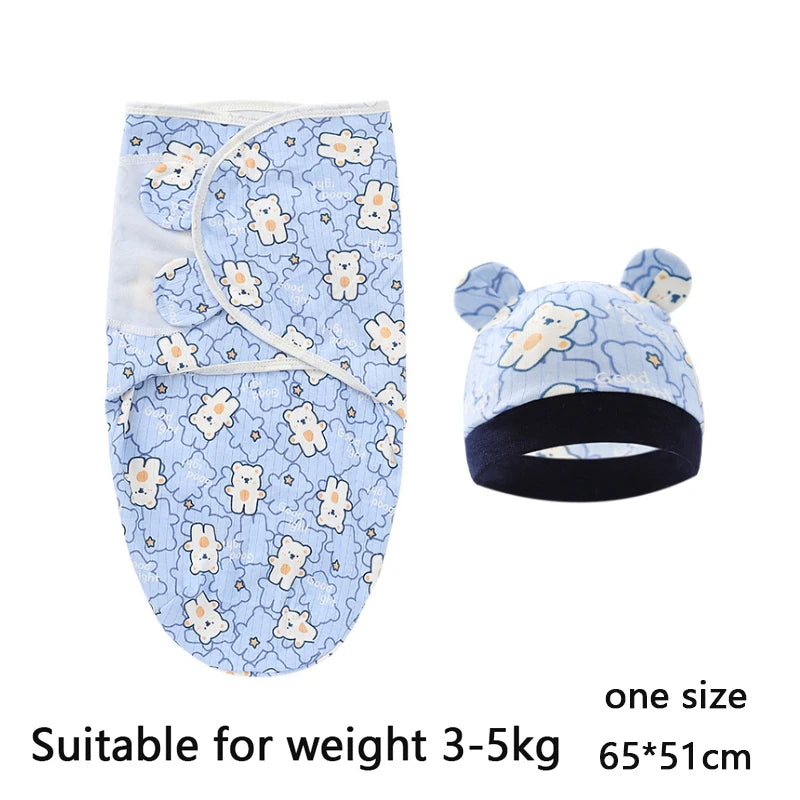 Soft Cotton Newborn Swaddle & Hat Set