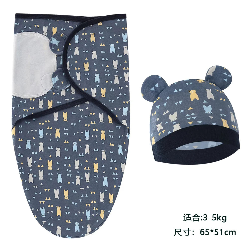Soft Cotton Newborn Swaddle & Hat Set