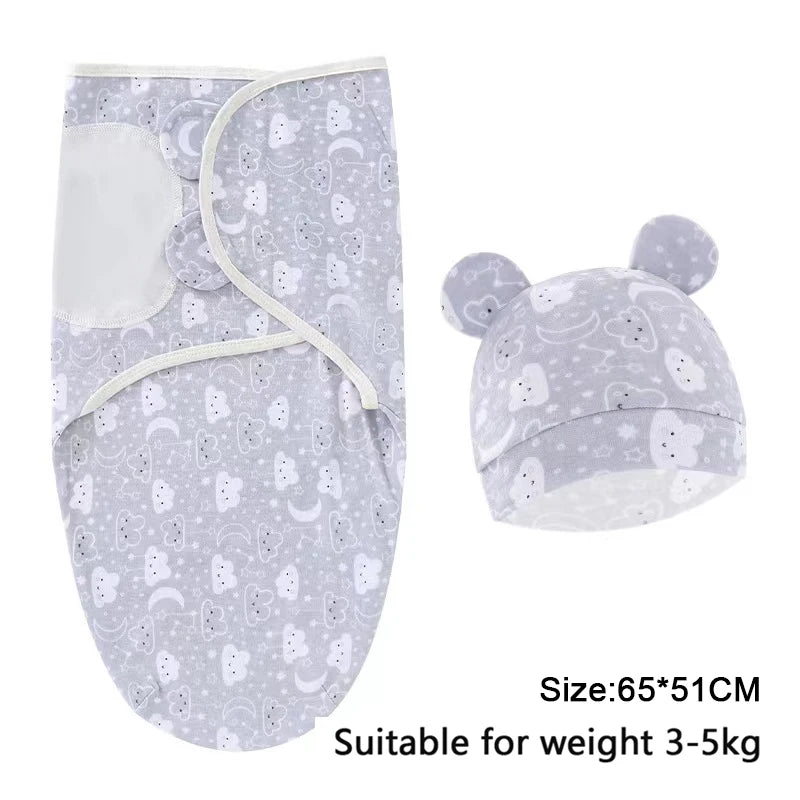 Soft Cotton Newborn Swaddle & Hat Set