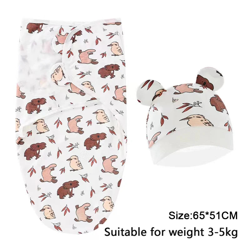 Soft Cotton Newborn Swaddle & Hat Set