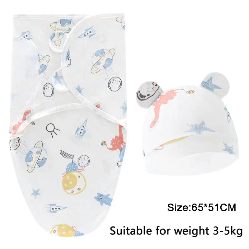 Soft Cotton Newborn Swaddle & Hat Set