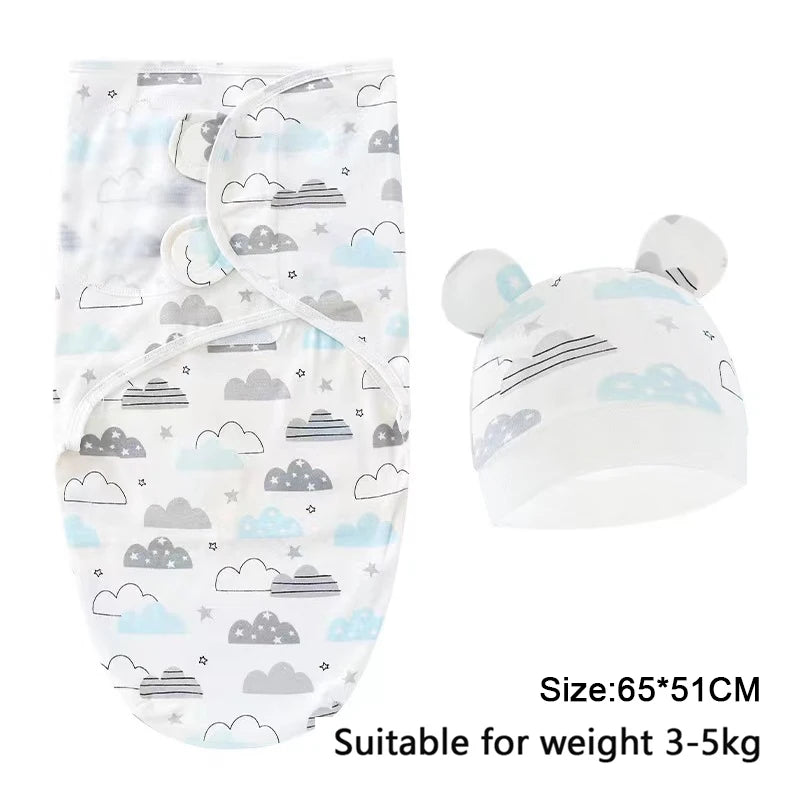 Soft Cotton Newborn Swaddle & Hat Set