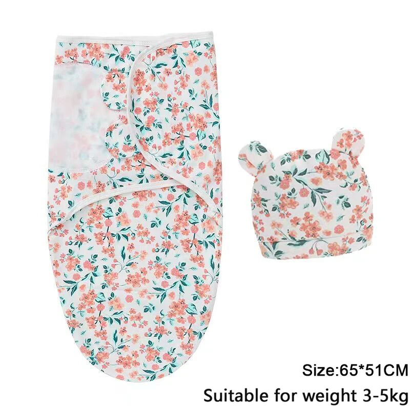 Soft Cotton Newborn Swaddle & Hat Set