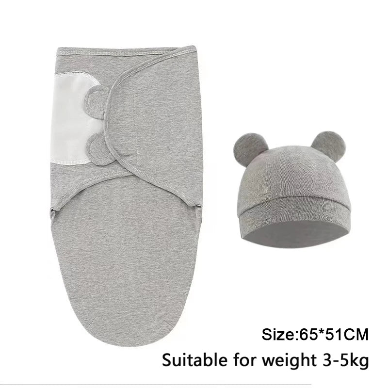 Soft Cotton Newborn Swaddle & Hat Set