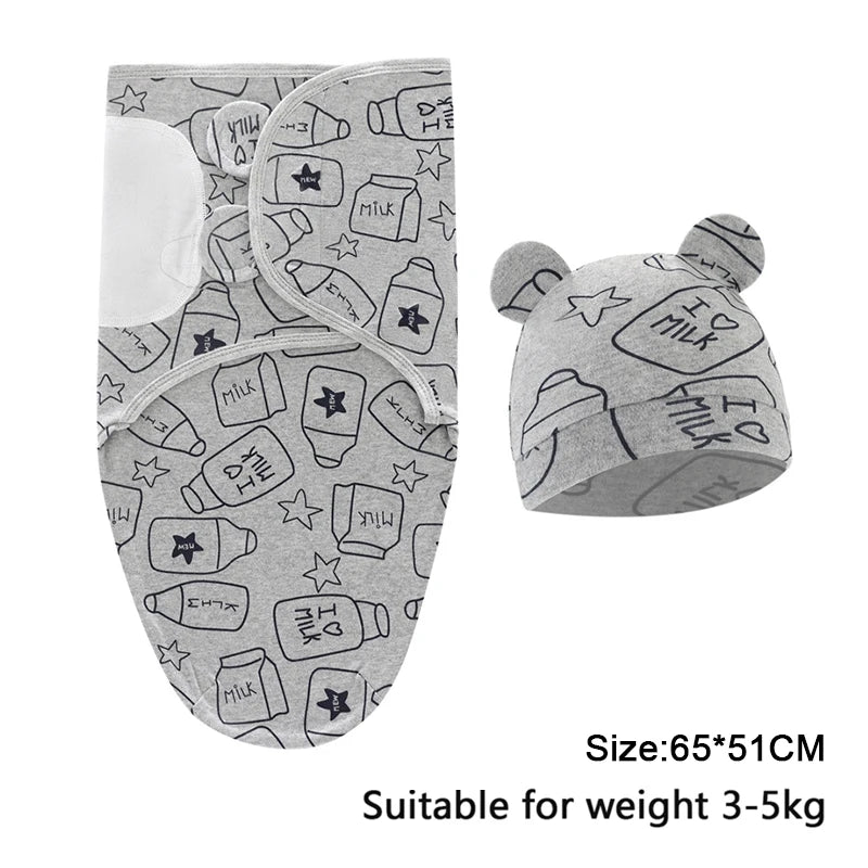 Soft Cotton Newborn Swaddle & Hat Set