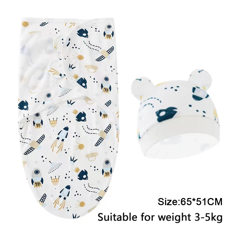 Soft Cotton Newborn Swaddle & Hat Set