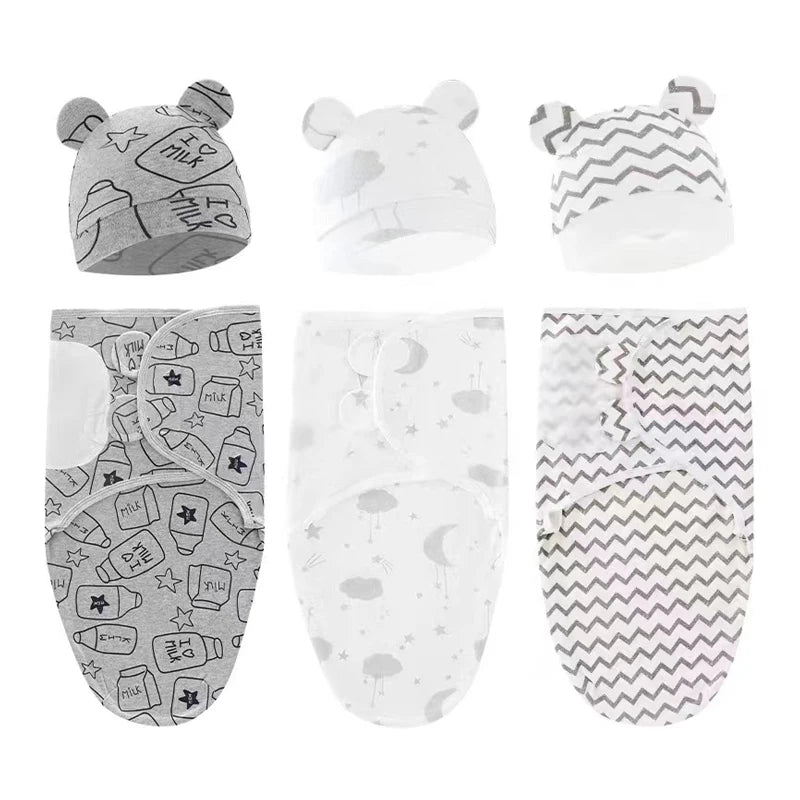 Soft Cotton Newborn Swaddle & Hat Set